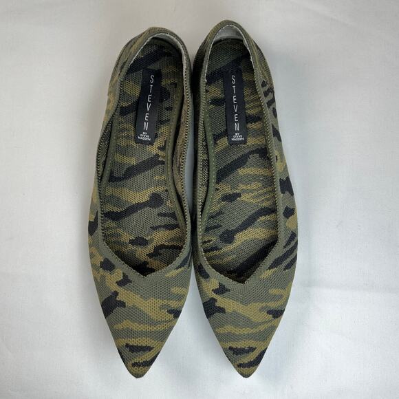 Steven Steve Madden Rosy Camo Pointed Toe Ballet Flats Women's 9 Reed Knit Shoes - Picture 2 of 13